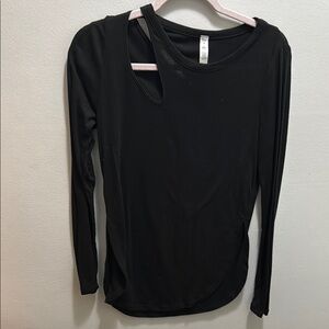 ALO Yoga Black and Pink Cut Out Long Sleeve Blouse